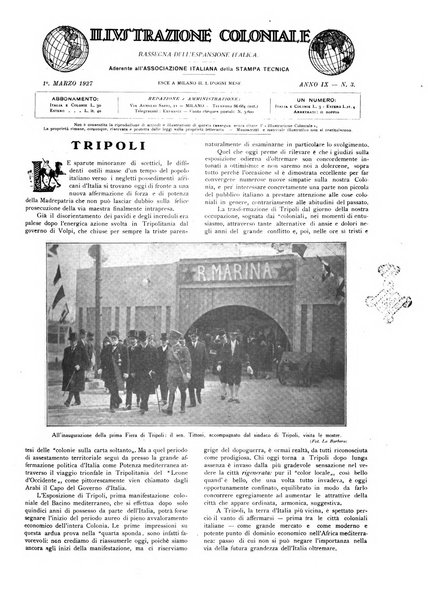 L'illustrazione coloniale rivista mensile sotto gli auspicii dell'Istituto coloniale italiano