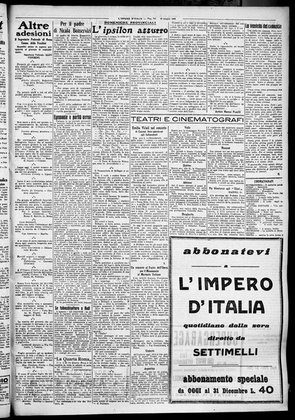 L'impero d'Italia : quotidiano della sera / diretto da Settimelli