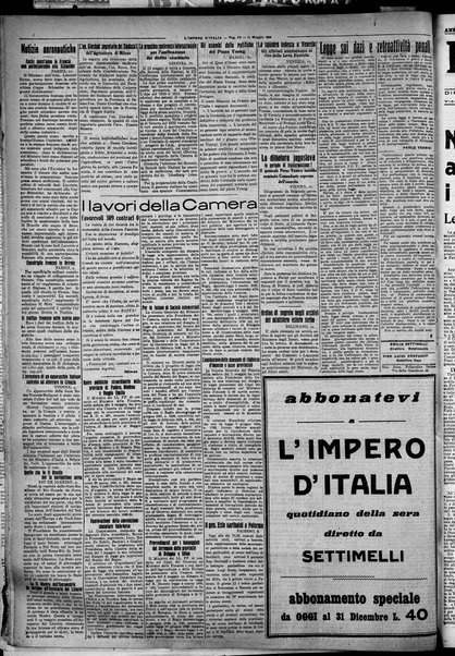 L'impero d'Italia : quotidiano della sera / diretto da Settimelli