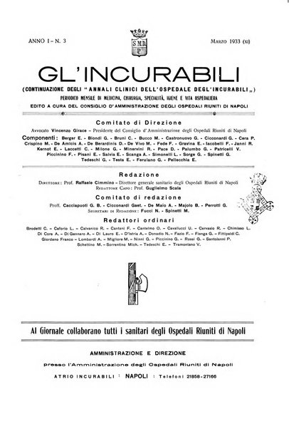 Gli incurabili periodico mensile di medicina, chirurgia, specialità, igiene e vita ospedaliera