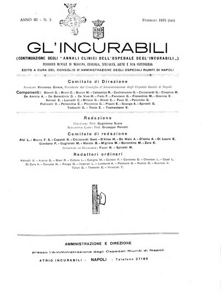 Gli incurabili periodico mensile di medicina, chirurgia, specialità, igiene e vita ospedaliera