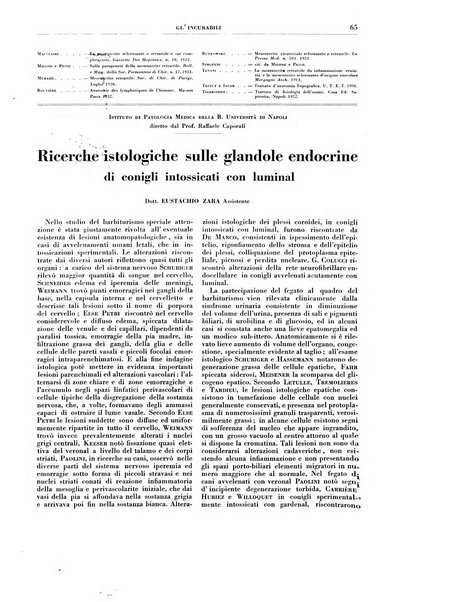 Gli incurabili periodico mensile di medicina, chirurgia, specialità, igiene e vita ospedaliera