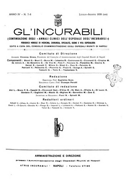 Gli incurabili periodico mensile di medicina, chirurgia, specialità, igiene e vita ospedaliera