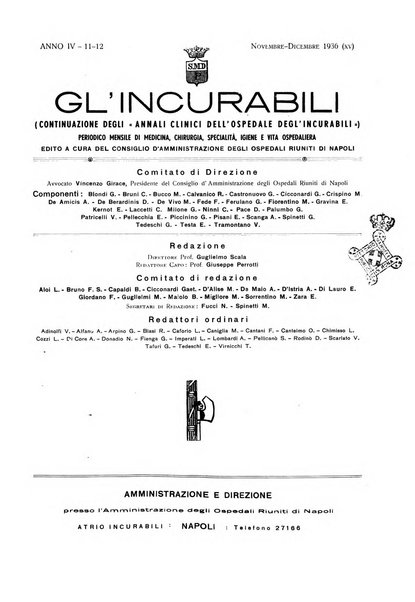 Gli incurabili periodico mensile di medicina, chirurgia, specialità, igiene e vita ospedaliera