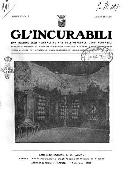 Gli incurabili periodico mensile di medicina, chirurgia, specialità, igiene e vita ospedaliera