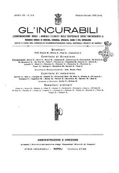 Gli incurabili periodico mensile di medicina, chirurgia, specialità, igiene e vita ospedaliera