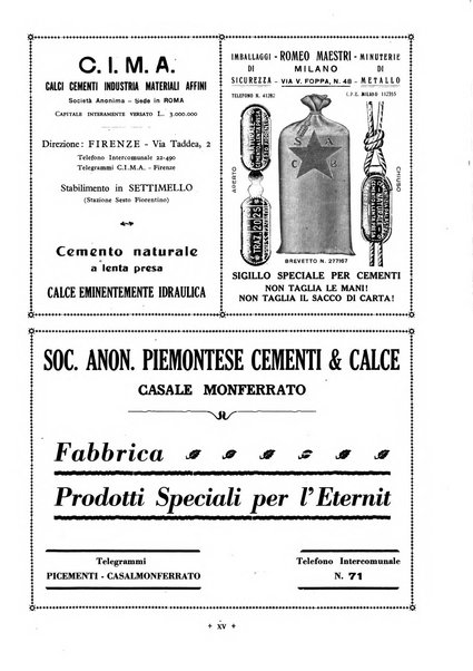 L'industria italiana del cemento rivista della Società incremento applicazioni cemento