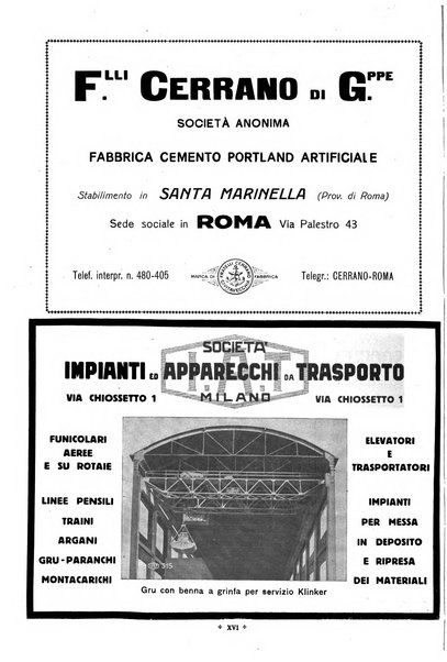 L'industria italiana del cemento rivista della Società incremento applicazioni cemento