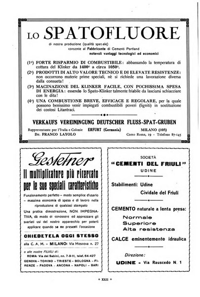 L'industria italiana del cemento rivista della Società incremento applicazioni cemento