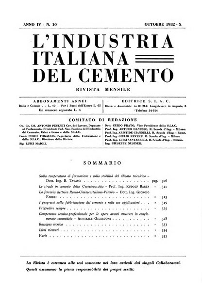 L'industria italiana del cemento rivista della Società incremento applicazioni cemento