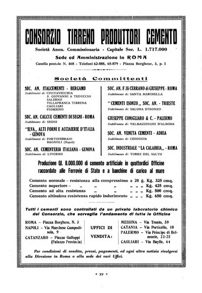 L'industria italiana del cemento rivista della Società incremento applicazioni cemento