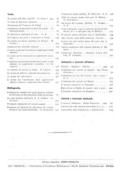 L'industria italiana del cemento rivista della Società incremento applicazioni cemento