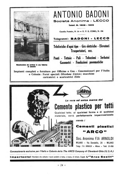 L'industria italiana del cemento rivista della Società incremento applicazioni cemento