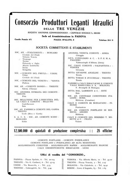 L'industria italiana del cemento rivista della Società incremento applicazioni cemento