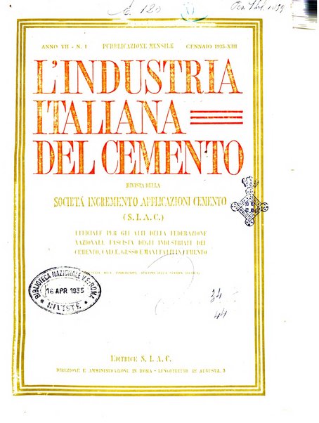 L'industria italiana del cemento rivista della Società incremento applicazioni cemento