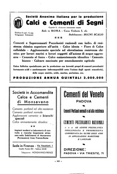 L'industria italiana del cemento rivista della Società incremento applicazioni cemento