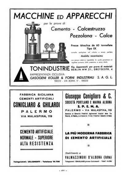 L'industria italiana del cemento rivista della Società incremento applicazioni cemento