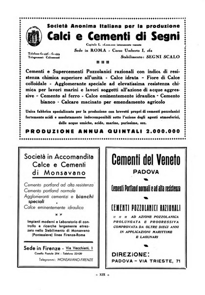 L'industria italiana del cemento rivista della Società incremento applicazioni cemento