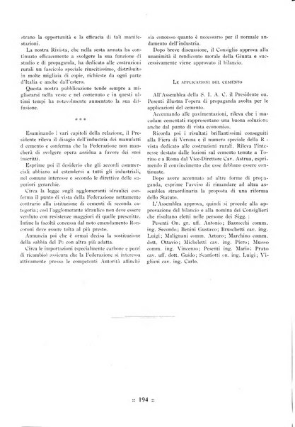 L'industria italiana del cemento rivista della Società incremento applicazioni cemento