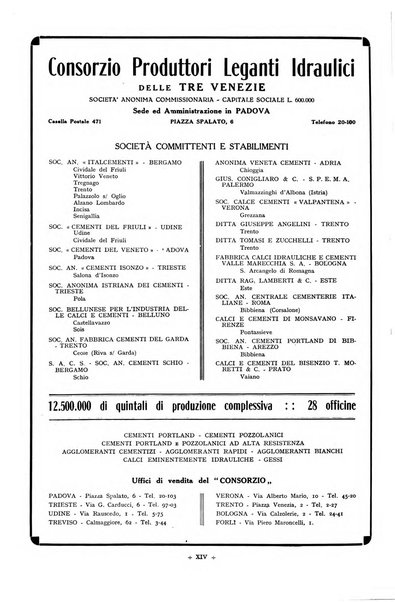 L'industria italiana del cemento rivista della Società incremento applicazioni cemento