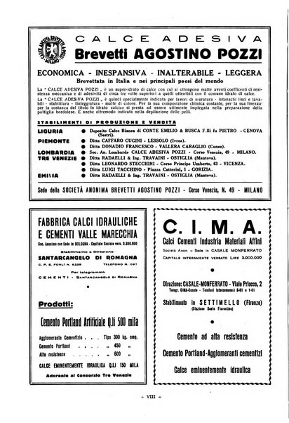 L'industria italiana del cemento rivista della Società incremento applicazioni cemento