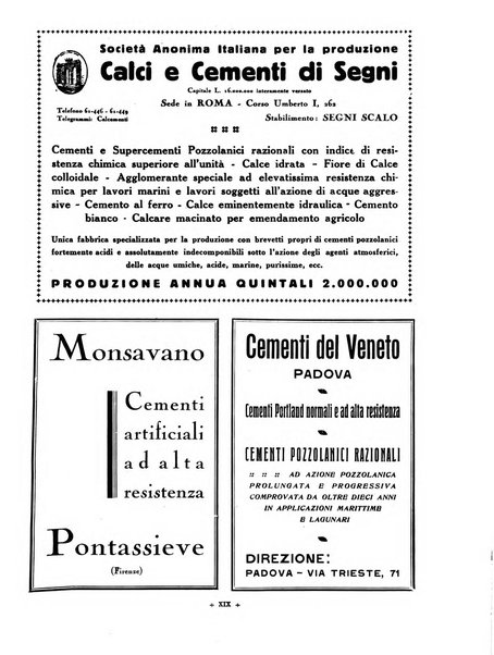 L'industria italiana del cemento rivista della Società incremento applicazioni cemento