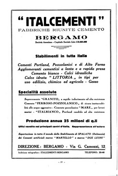 L'industria italiana del cemento rivista della Società incremento applicazioni cemento