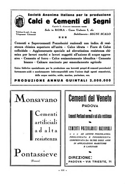 L'industria italiana del cemento rivista della Società incremento applicazioni cemento
