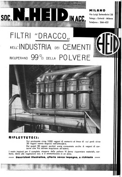 L'industria italiana del cemento rivista della Società incremento applicazioni cemento