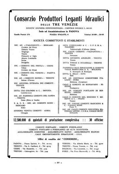 L'industria italiana del cemento rivista della Società incremento applicazioni cemento