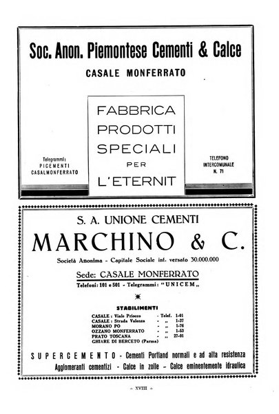 L'industria italiana del cemento rivista della Società incremento applicazioni cemento