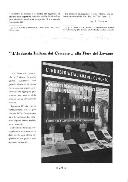 L'industria italiana del cemento rivista della Società incremento applicazioni cemento