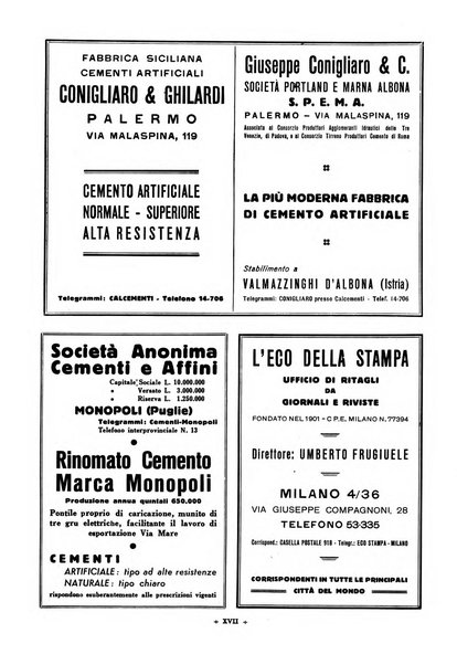 L'industria italiana del cemento rivista della Società incremento applicazioni cemento