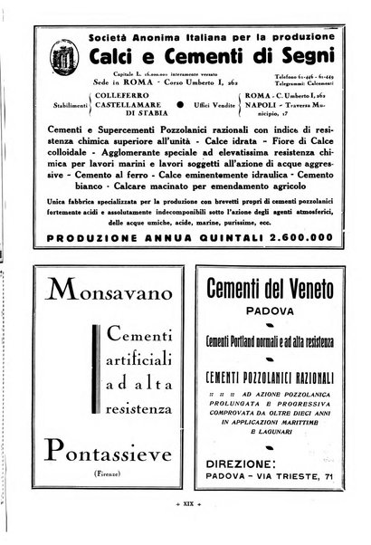 L'industria italiana del cemento rivista della Società incremento applicazioni cemento