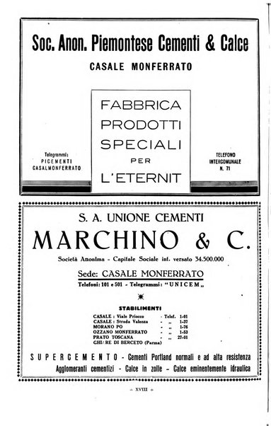 L'industria italiana del cemento rivista della Società incremento applicazioni cemento