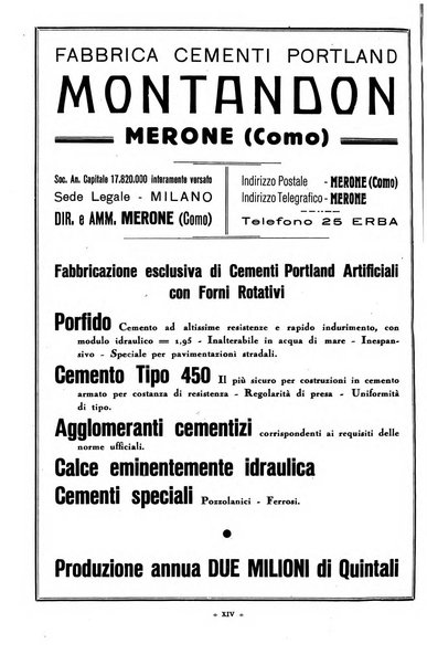 L'industria italiana del cemento rivista della Società incremento applicazioni cemento