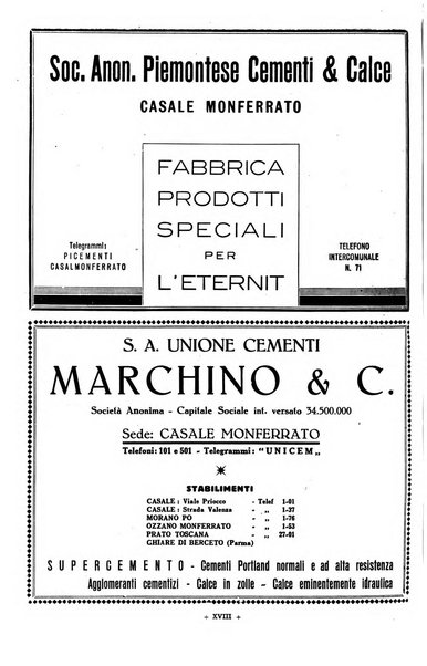 L'industria italiana del cemento rivista della Società incremento applicazioni cemento