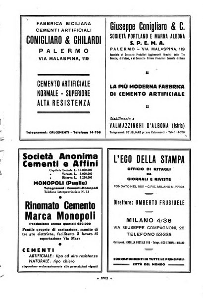 L'industria italiana del cemento rivista della Società incremento applicazioni cemento