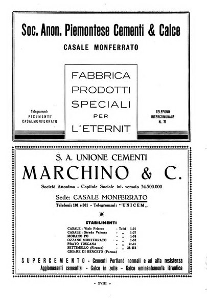 L'industria italiana del cemento rivista della Società incremento applicazioni cemento