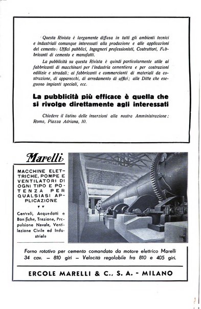 L'industria italiana del cemento rivista della Società incremento applicazioni cemento