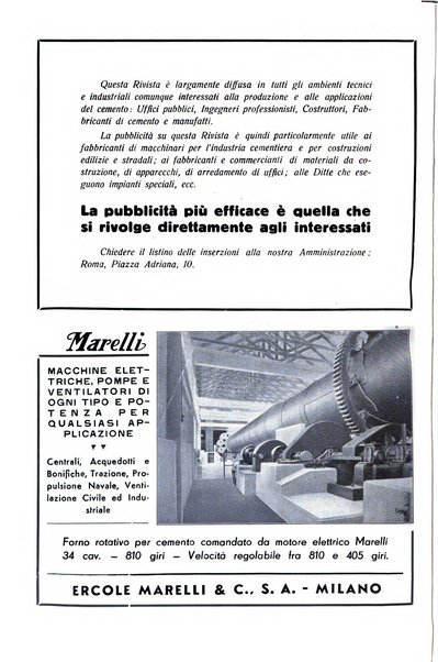 L'industria italiana del cemento rivista della Società incremento applicazioni cemento