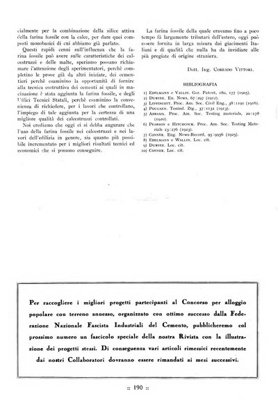 L'industria italiana del cemento rivista della Società incremento applicazioni cemento