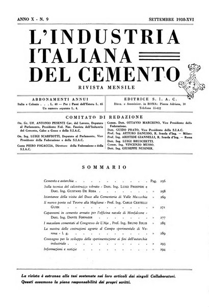 L'industria italiana del cemento rivista della Società incremento applicazioni cemento