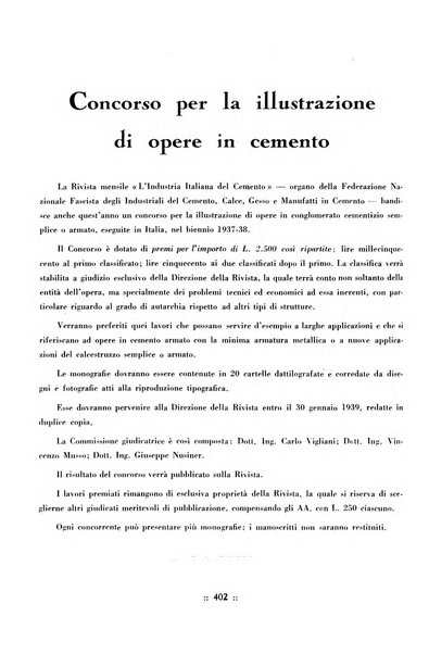 L'industria italiana del cemento rivista della Società incremento applicazioni cemento