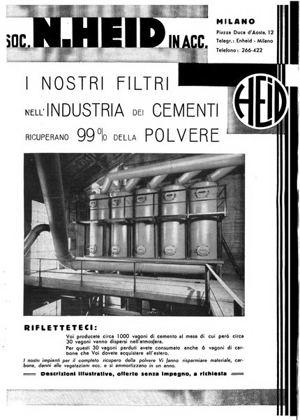 L'industria italiana del cemento rivista della Società incremento applicazioni cemento