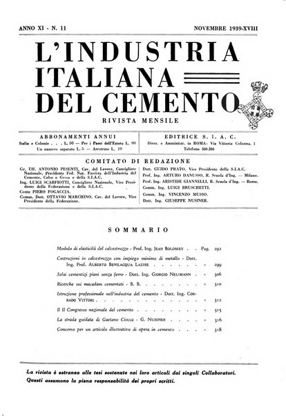 L'industria italiana del cemento rivista della Società incremento applicazioni cemento