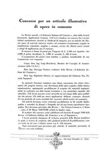 L'industria italiana del cemento rivista della Società incremento applicazioni cemento