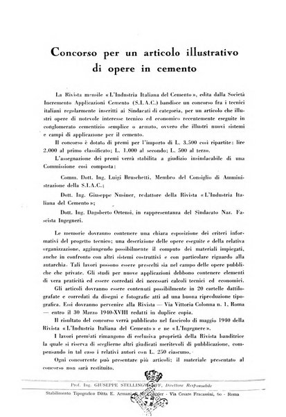 L'industria italiana del cemento rivista della Società incremento applicazioni cemento