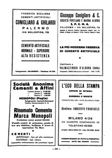 L'industria italiana del cemento rivista della Società incremento applicazioni cemento