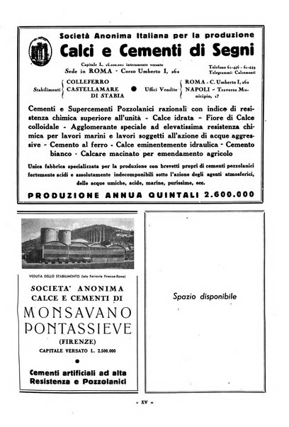 L'industria italiana del cemento rivista della Società incremento applicazioni cemento